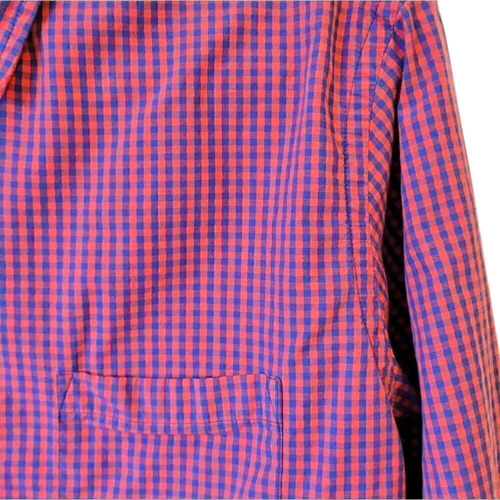J. Crew Red and Blue Gingham Slim Fit Button Down Shirt